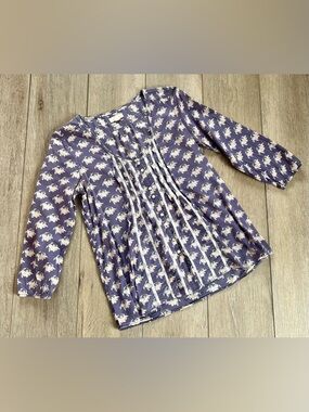 Aerie free with purchase Navy Floral Pintuck Back Blouse